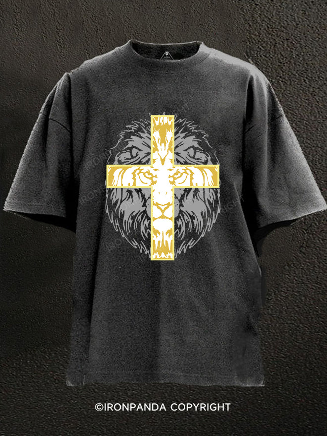 Cross lion Washed Gym Shirt