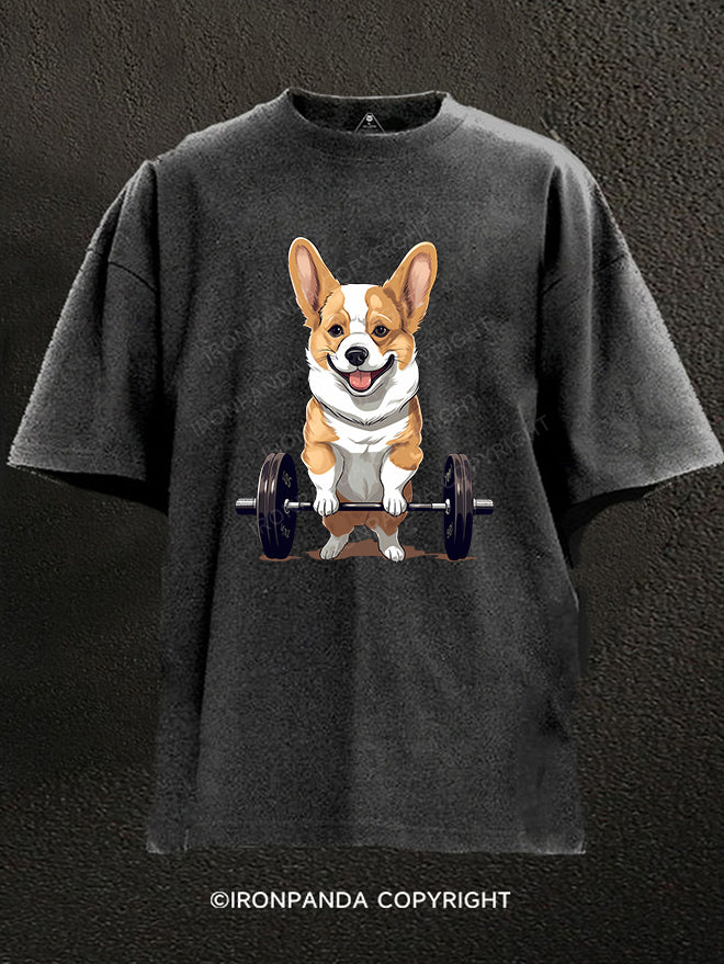 Weightlifting Dog Washed Gym Shirt