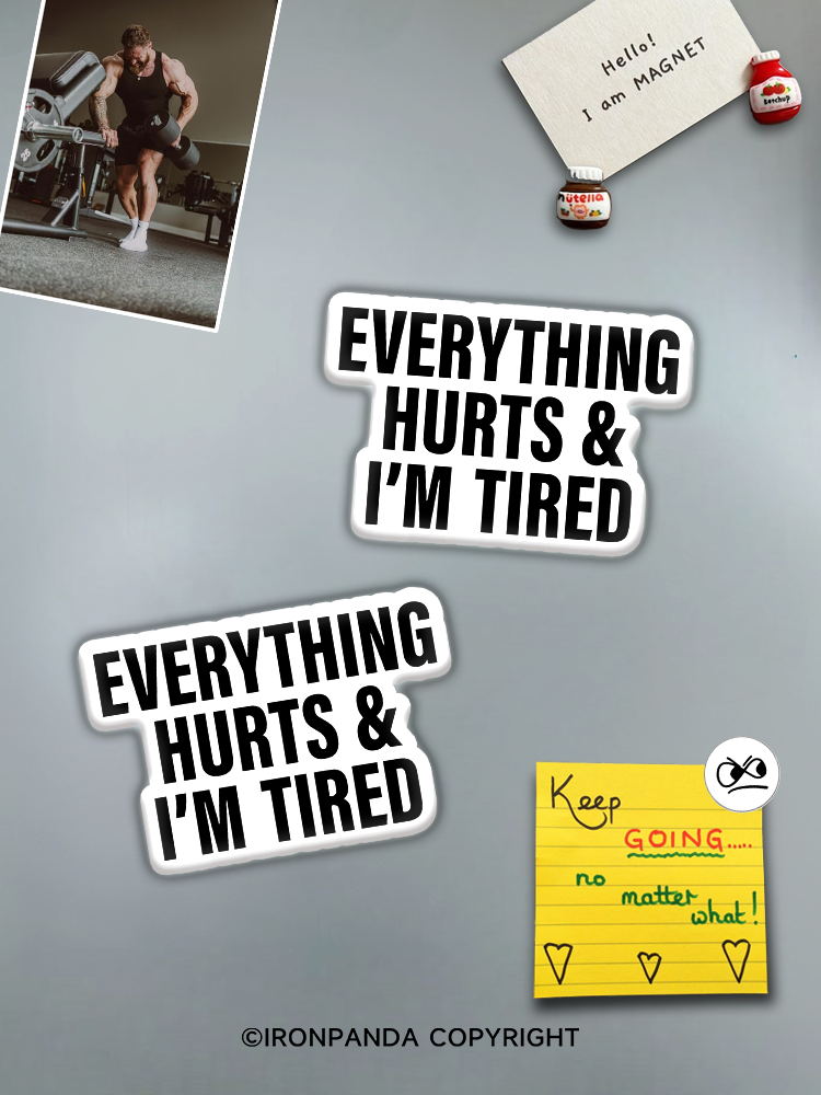 IronPanda everything hurts and I'm tired Fridge Magnet