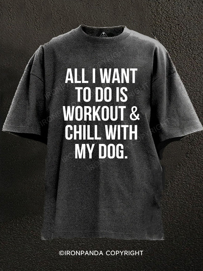 All I Want To Do Is Workout & Chill With My Dog Washed Gym Shirt