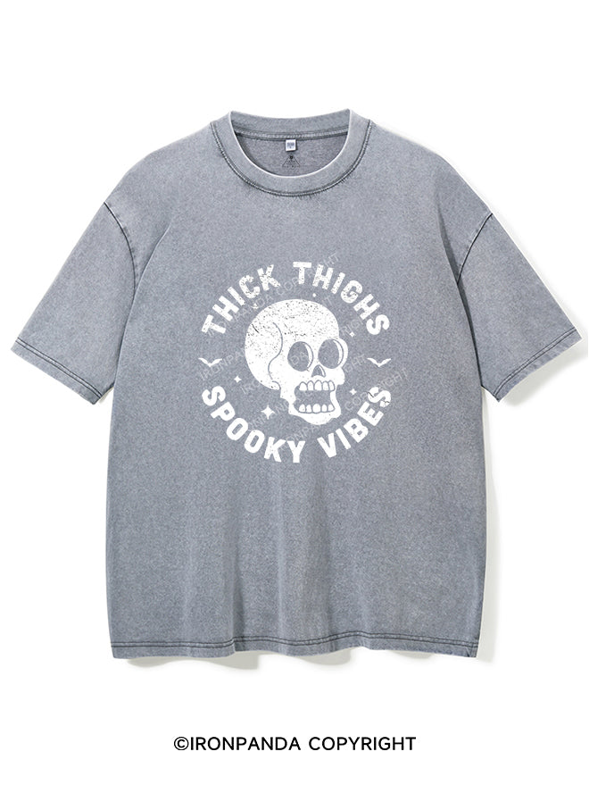 Thick Thighs Spooky Vibes Vintage Gym Shirt