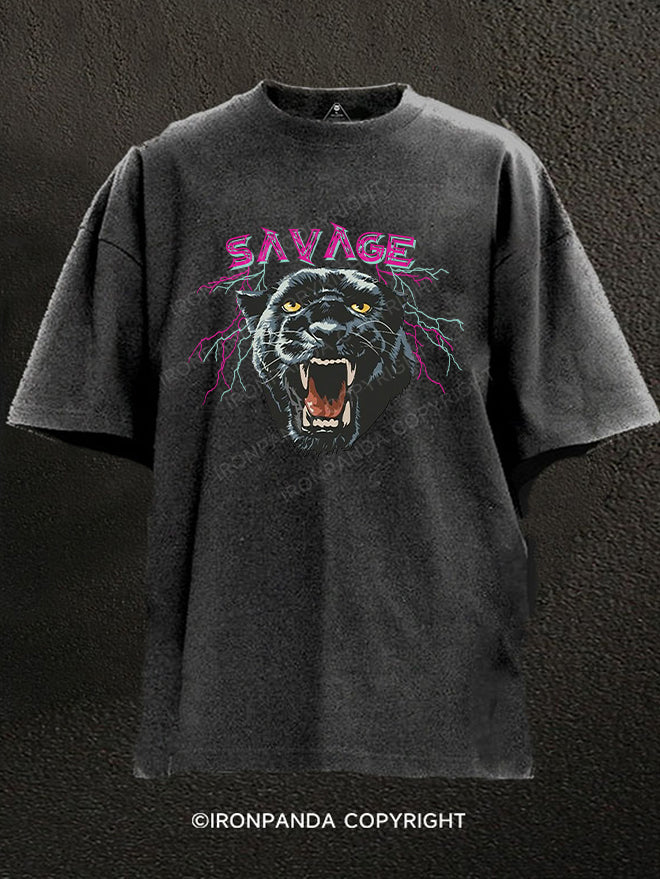 savage panther Washed Gym Shirt