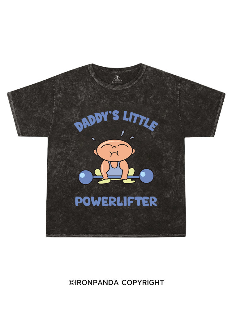 Daddys Little Powerlifter Kids Washed T-Shirt