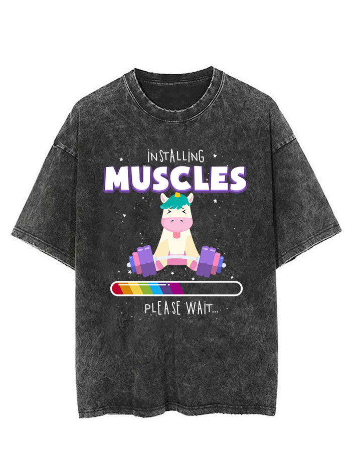 UNICORN INSTALLING MUSCLES VINTAGE GYM SHIRT