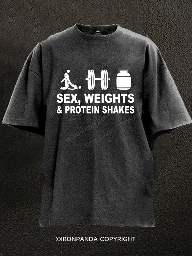 Ironpandafit Sex Weights And Protein Shakes Washed Gym Shirt For Sale