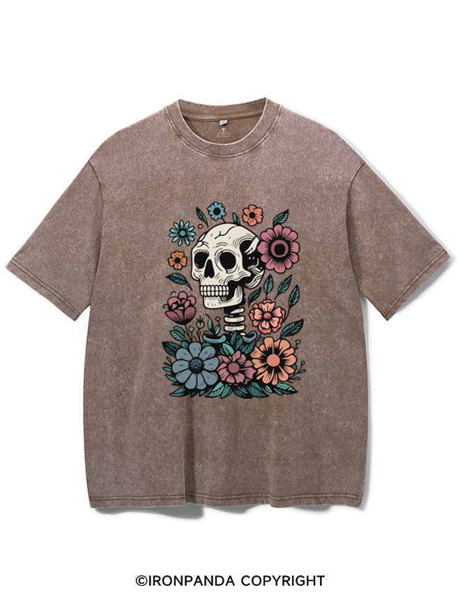 SKELETON WITH FLOWER VINTAGE GYM SHIRT