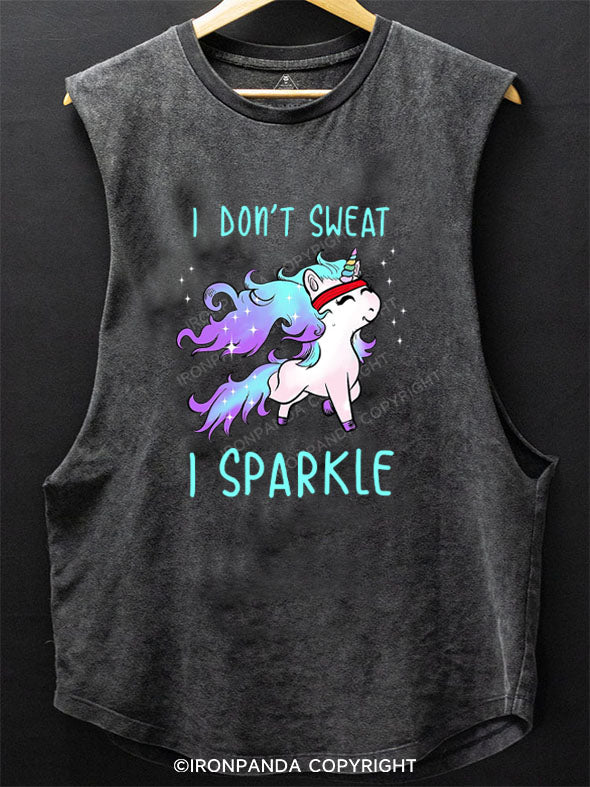 I Don't Sweat I Sparkle Scoop Bottom Cotton Tank