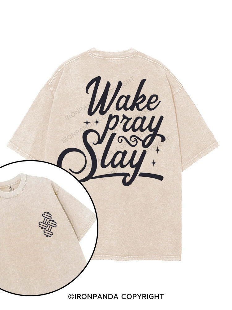 WAKE PRAY SLAY printed Gym Shirt