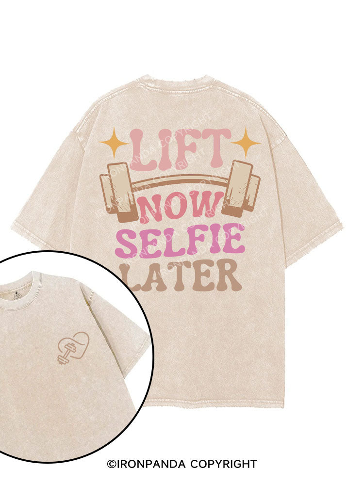 lift now selfie later printed Gym Shirt