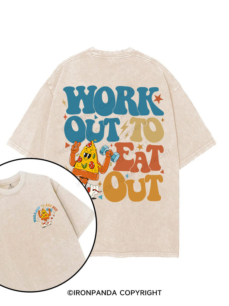 Workout To Eat Out printed Gym Shirt