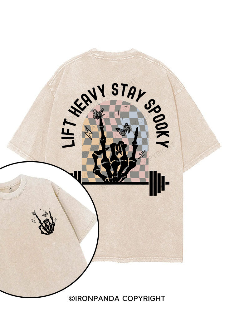 Lift Heavy Stay Spooky printed Gym Shirt