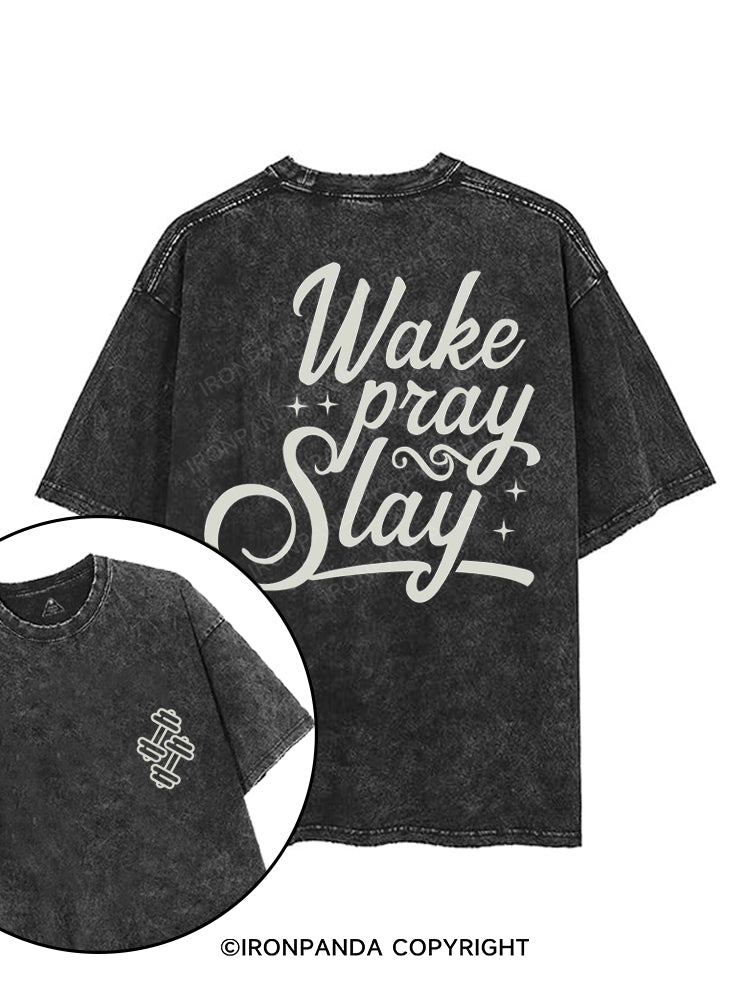 WAKE PRAY SLAY printed Gym Shirt