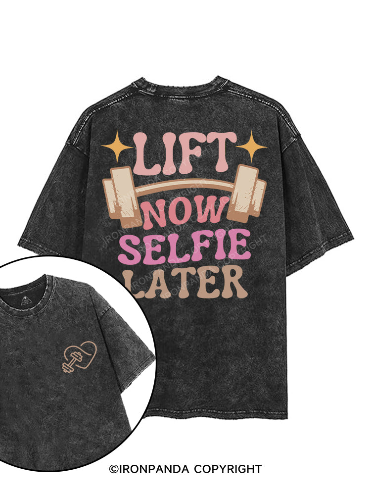 lift now selfie later printed Gym Shirt