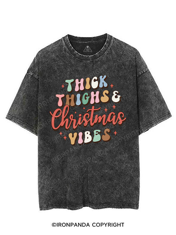 Thick Thighs Christmas Vibes VINTAGE GYM SHIRT