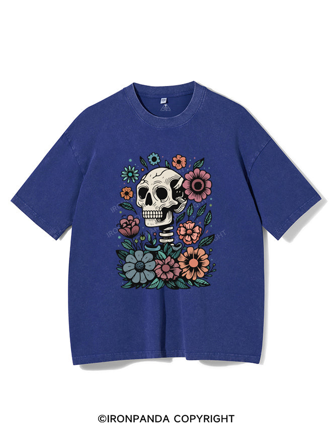 SKELETON WITH FLOWER VINTAGE GYM SHIRT