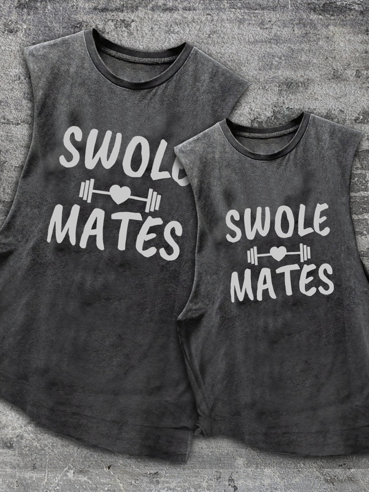 Swole Mates Couple Scoop Bottom Cotton Matching Gym Tank