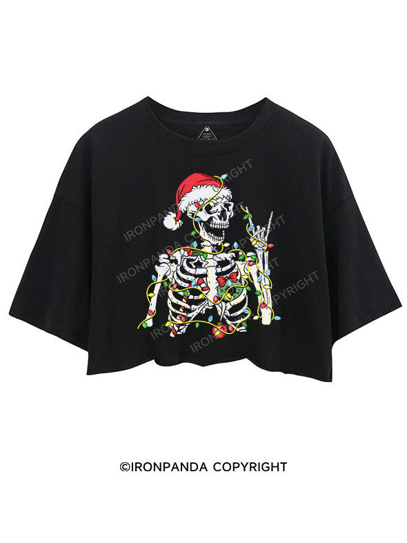 SKELETON WITH CHRISTMAS LIGHTS CROP TOPS