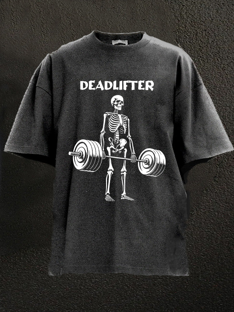 deadlifter skeleton Washed Gym Shirt