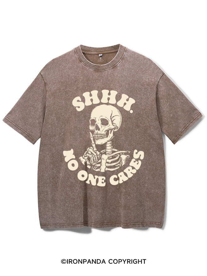 SHHH NO ONE CARES VINTAGE GYM SHIRT