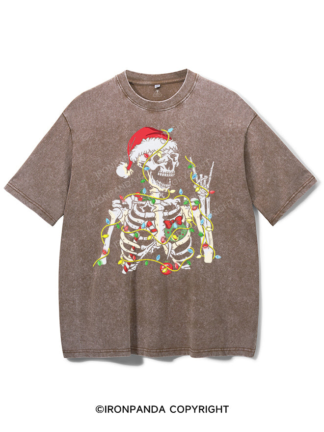 SKELETON WITH CHRISTMAS LIGHTS VINTAGE GYM SHIRT