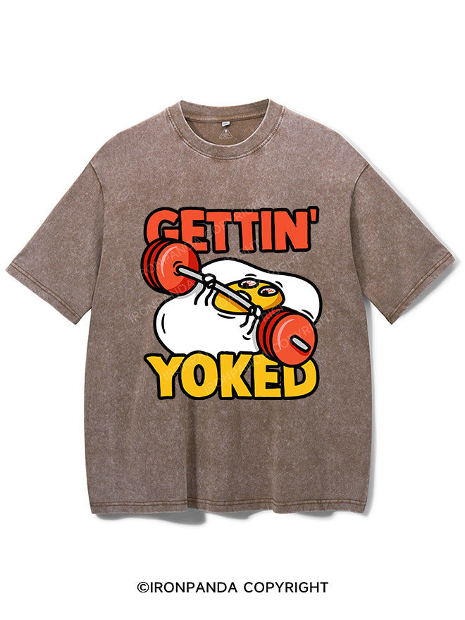 Getting Yoked Funny Benching Egg Vintage Gym Shirt