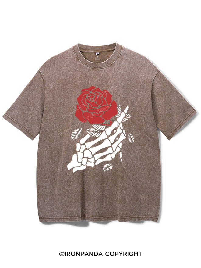 SKELETON WITH ROSE VINTAGE GYM SHIRT