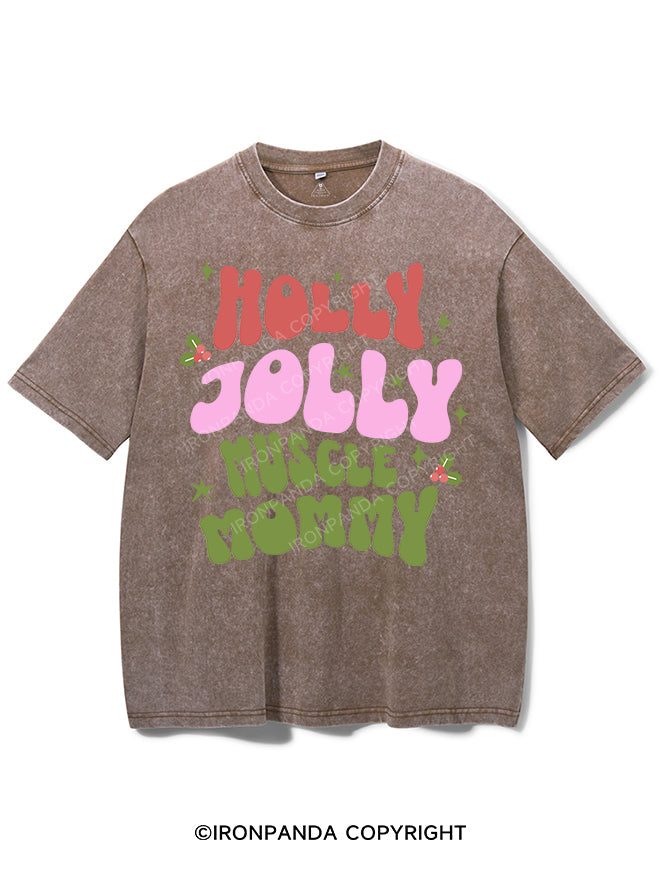 HOLLY JOLLY MUSCLE MOMMY VINTAGE GYM SHIRT