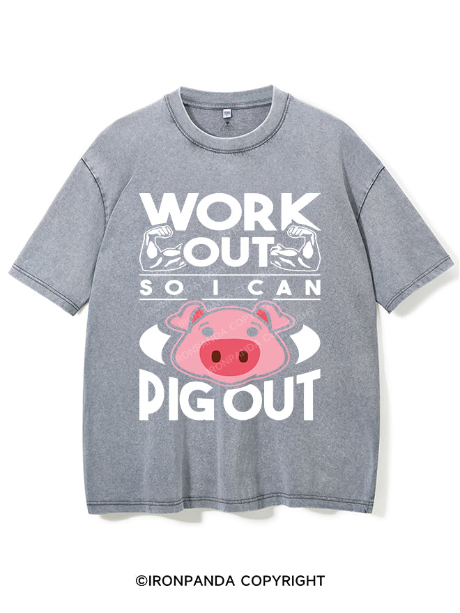 WORK OUT SO I CAN PIG OUT VINTAGE GYM SHIRT