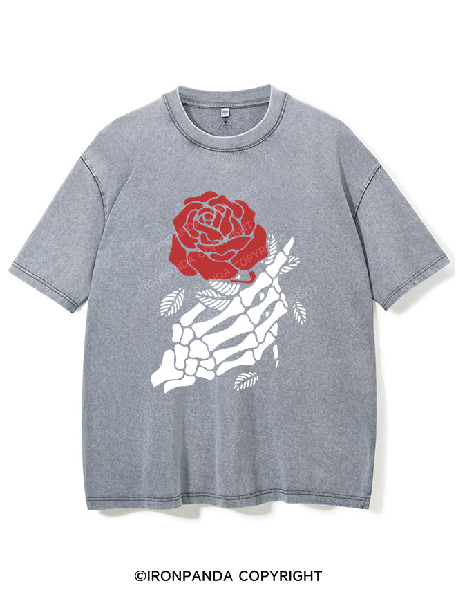 SKELETON WITH ROSE VINTAGE GYM SHIRT