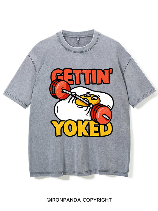 Getting Yoked Funny Benching Egg Vintage Gym Shirt