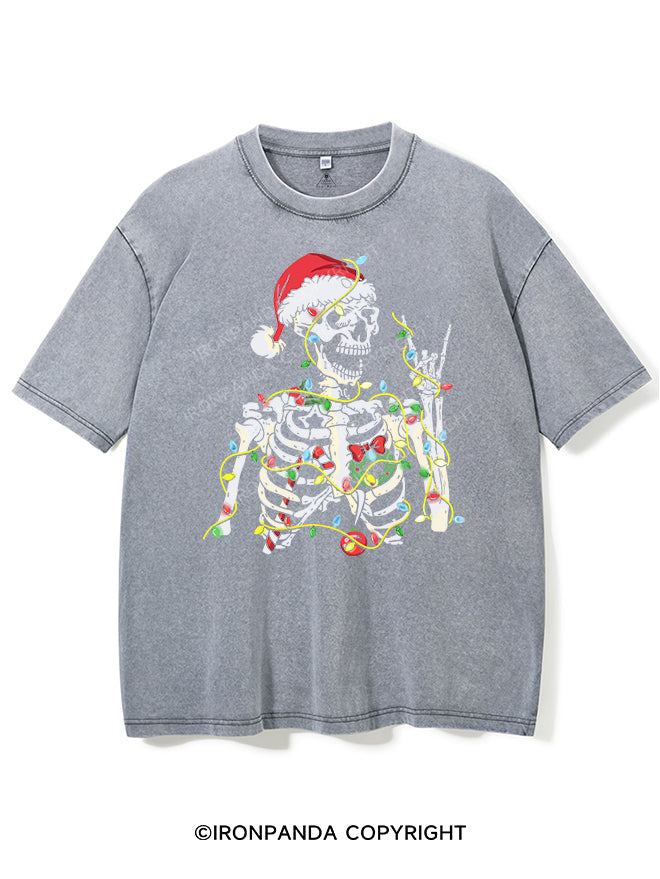 SKELETON WITH CHRISTMAS LIGHTS VINTAGE GYM SHIRT