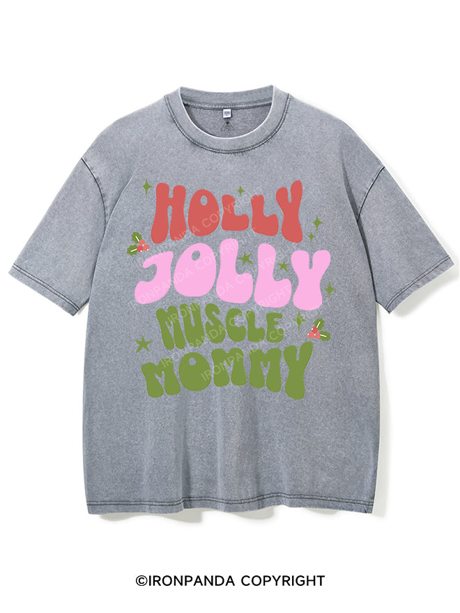 HOLLY JOLLY MUSCLE MOMMY VINTAGE GYM SHIRT