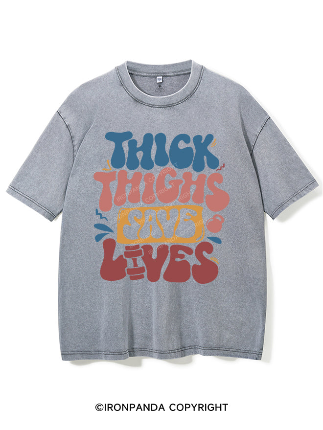 Thick Thighs Save Lives Vintage Gym Shirt