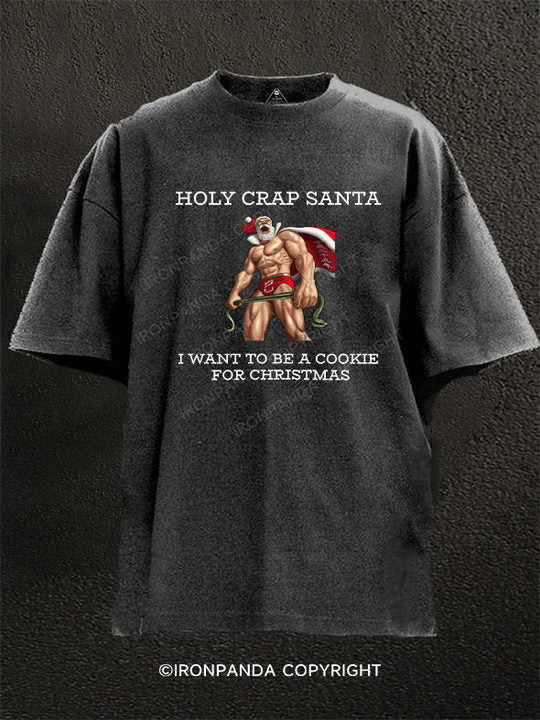 HOLY CRAP SANTA I WANT TO BE A COOKIE FOR CHRISTMAS  Washed Gym Shirt