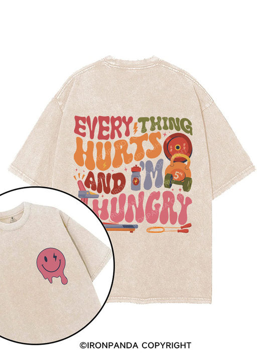 Everything Hurts And I'm Hungry printed Gym Shirt