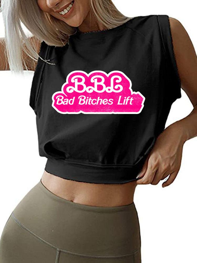 BAD BITCHES LIFT SLEEVELESS CROP TOPS