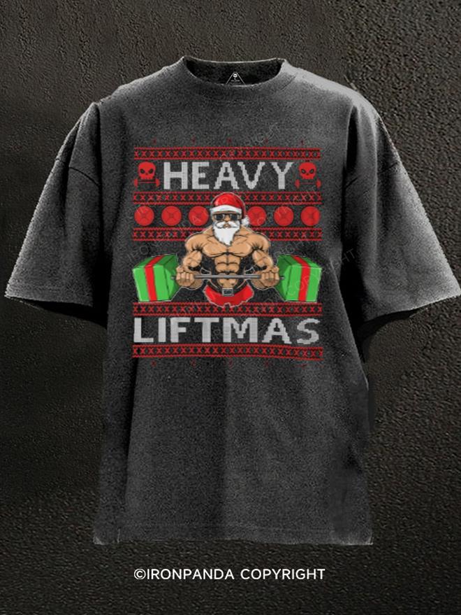 HEAVY LIFTMAS Xmas Ugly Christmas Washed Gym Shirt