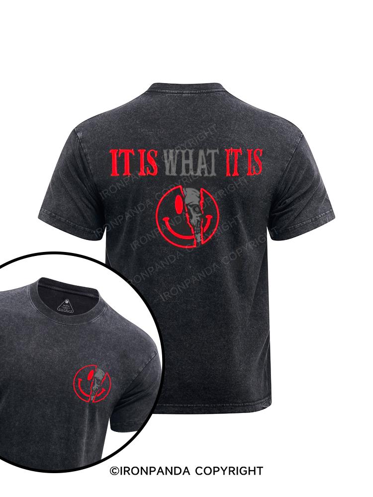 IT IS WHAT IT IS printed Washed Gym Shirt