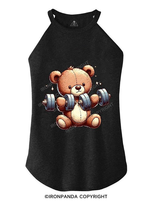 LIFTING TEDDY BEAR TRI ROCKER COTTON TANK