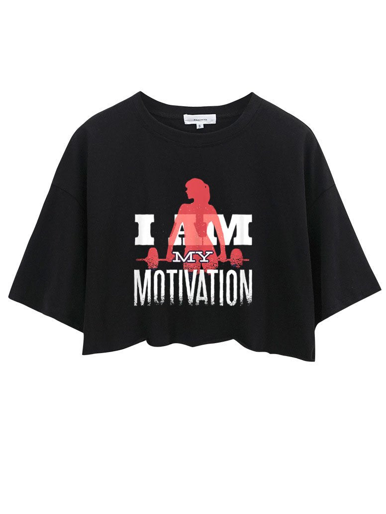 I AM MY MOTIVATION CROP TOPS