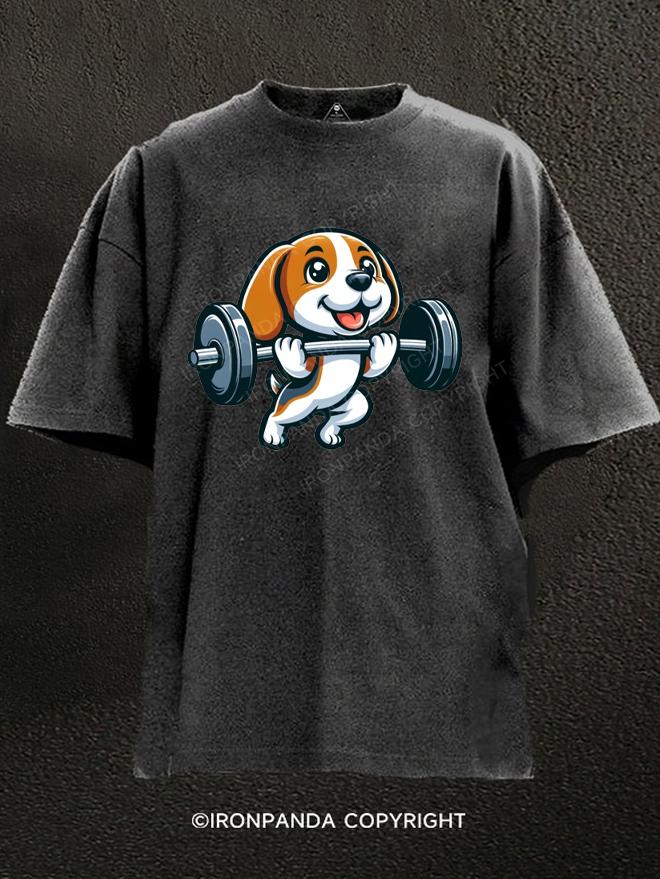 Weightlifting dog Washed Gym Shirt