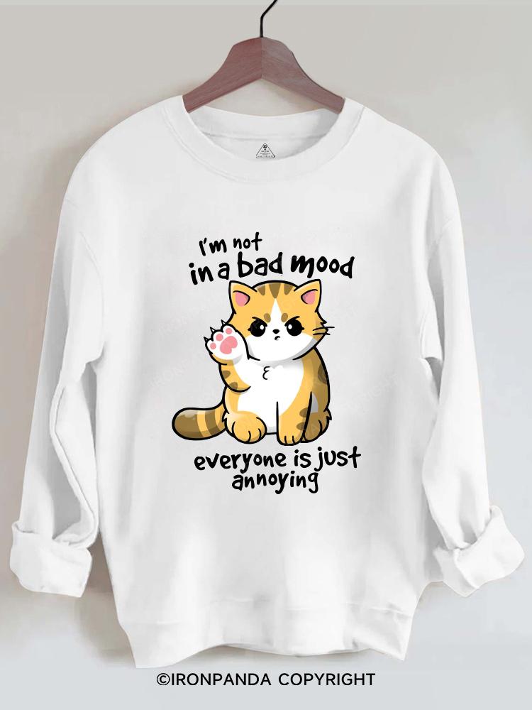 cat bad mood Weightlifting Gym Sweatshirt