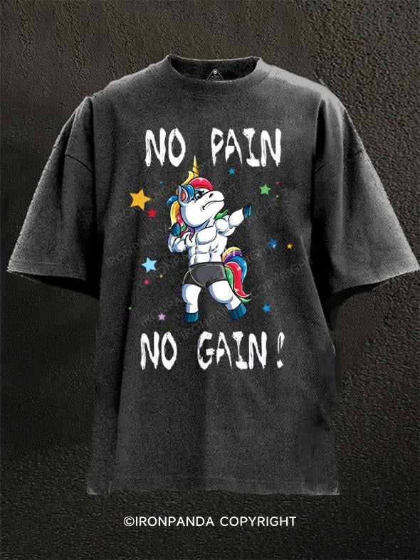 No Pain No Gain Unicorn Washed Gym Shirt