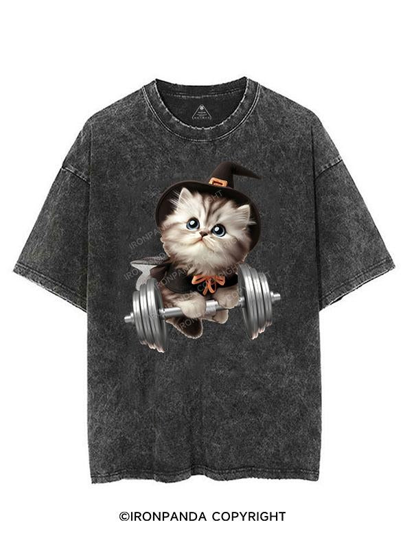 HALLOWEEN LIFTING CAT VINTAGE GYM SHIRT