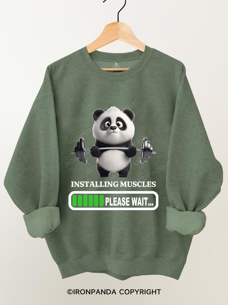 panda installing muscles Gym Sweatshirt