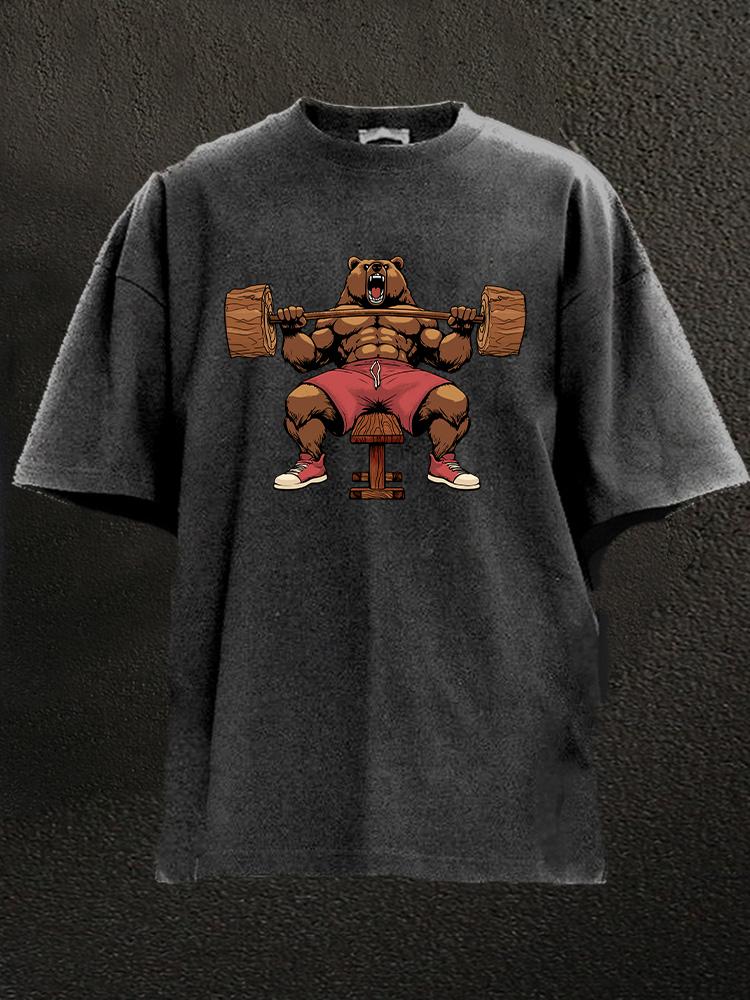 lift heavy bear Washed Gym Shirt