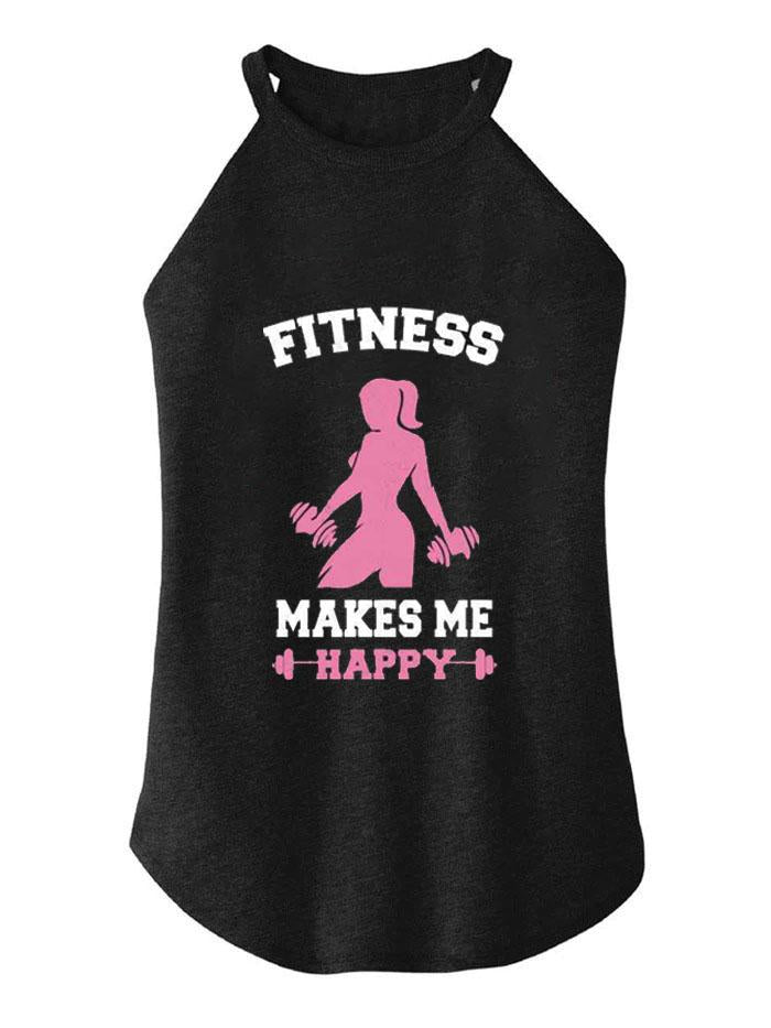 FITNESS MAKES ME HAPPY ROCKER COTTON TANK