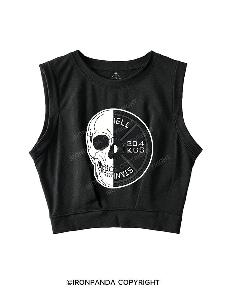 SKELETON BARBELL WEIGHT PLATES SLEEVELESS CROP TOPS