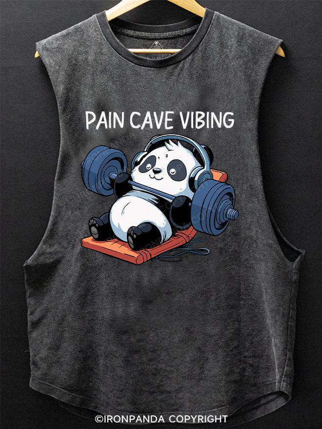 Pain cave vibing panda SCOOP BOTTOM COTTON TANK