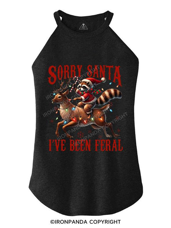 SORRY SANTA I'VE BEEN FERAL TRI ROCKER COTTON TANK